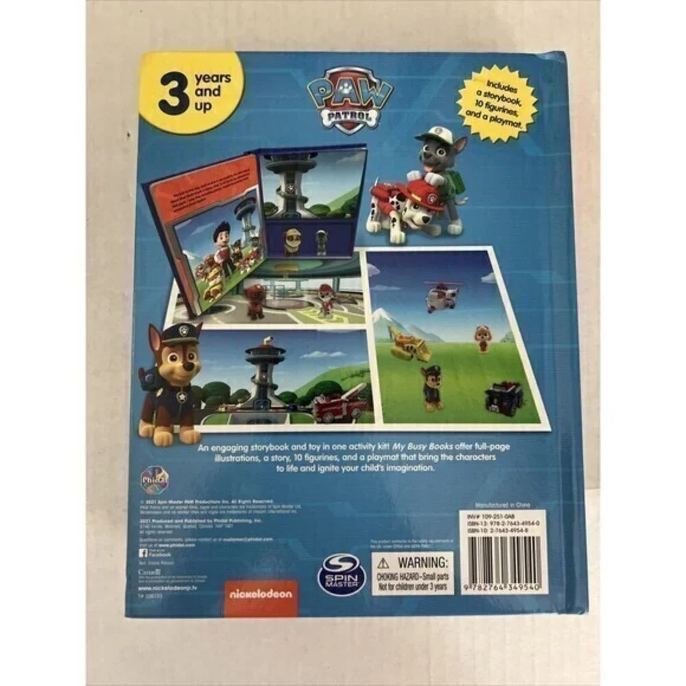 Paw Patrol Nickelodeon My Busy Book Hardcover figurines & playmat, NWOT Ages 3+‎